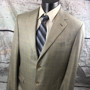 Canali Sport Coat Windowpane Blazer Silk Wool Blend Mens US Size 46.L IT 56L